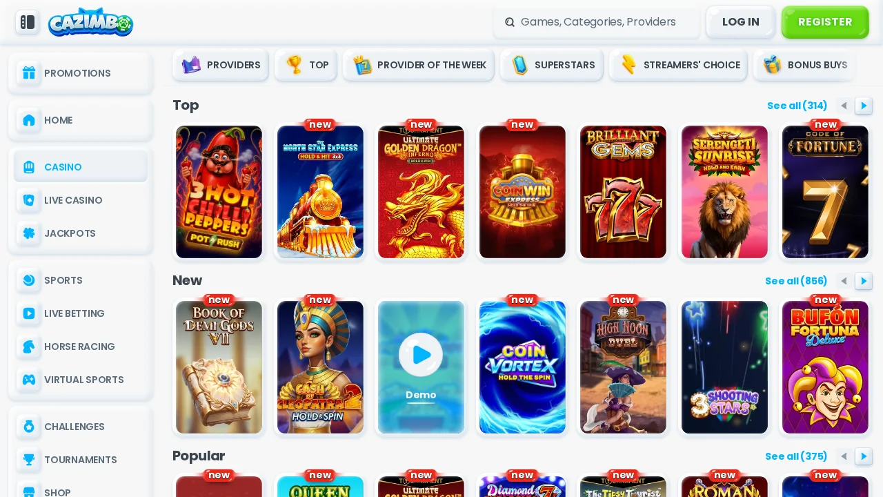 Cazimbo: Games and Slots